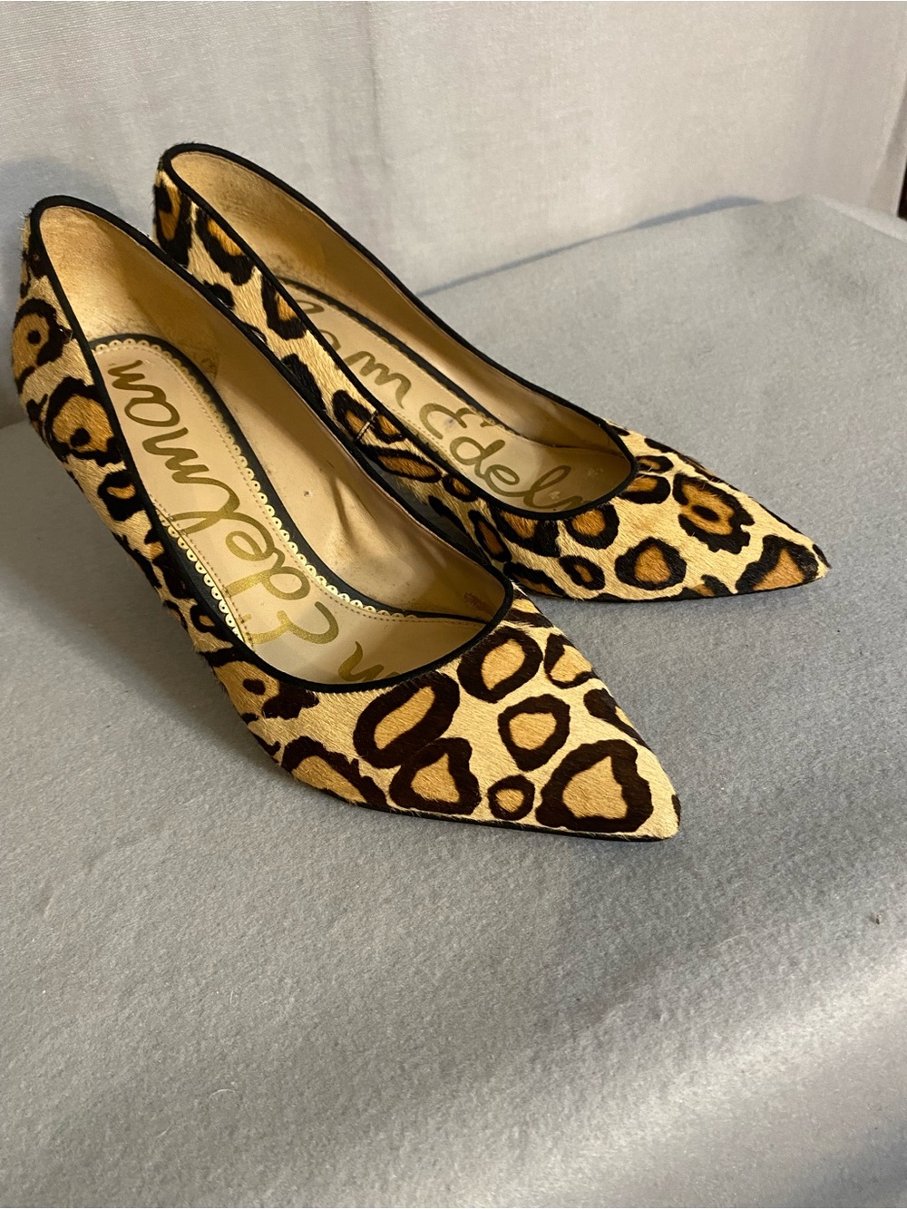 Sam Edelman Leopard Print Pointed Toe Pump - Tan/Black